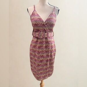 Siena Studio Pink and Orange Zigzag Midi Dress